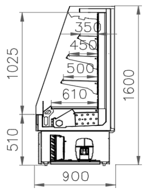 Dimensions vitrine réfrigérée semi-verticale en location