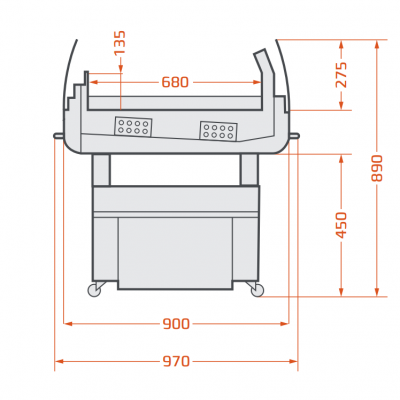 Dimensions bac froid carré LS 0m90 en location