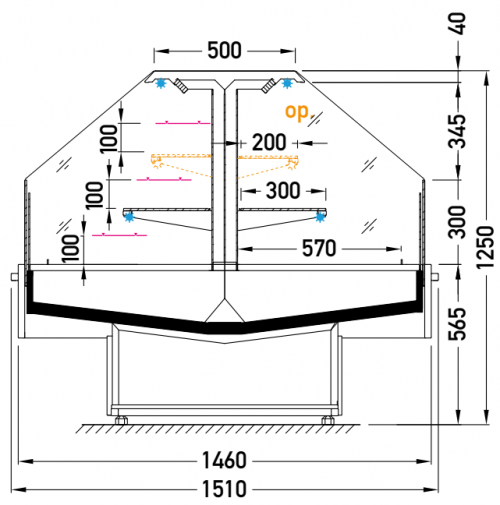Schéma dimensions bac ilot refrigere erol