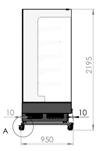 Schéma vitrine réfrigérée verticale 2m à louer