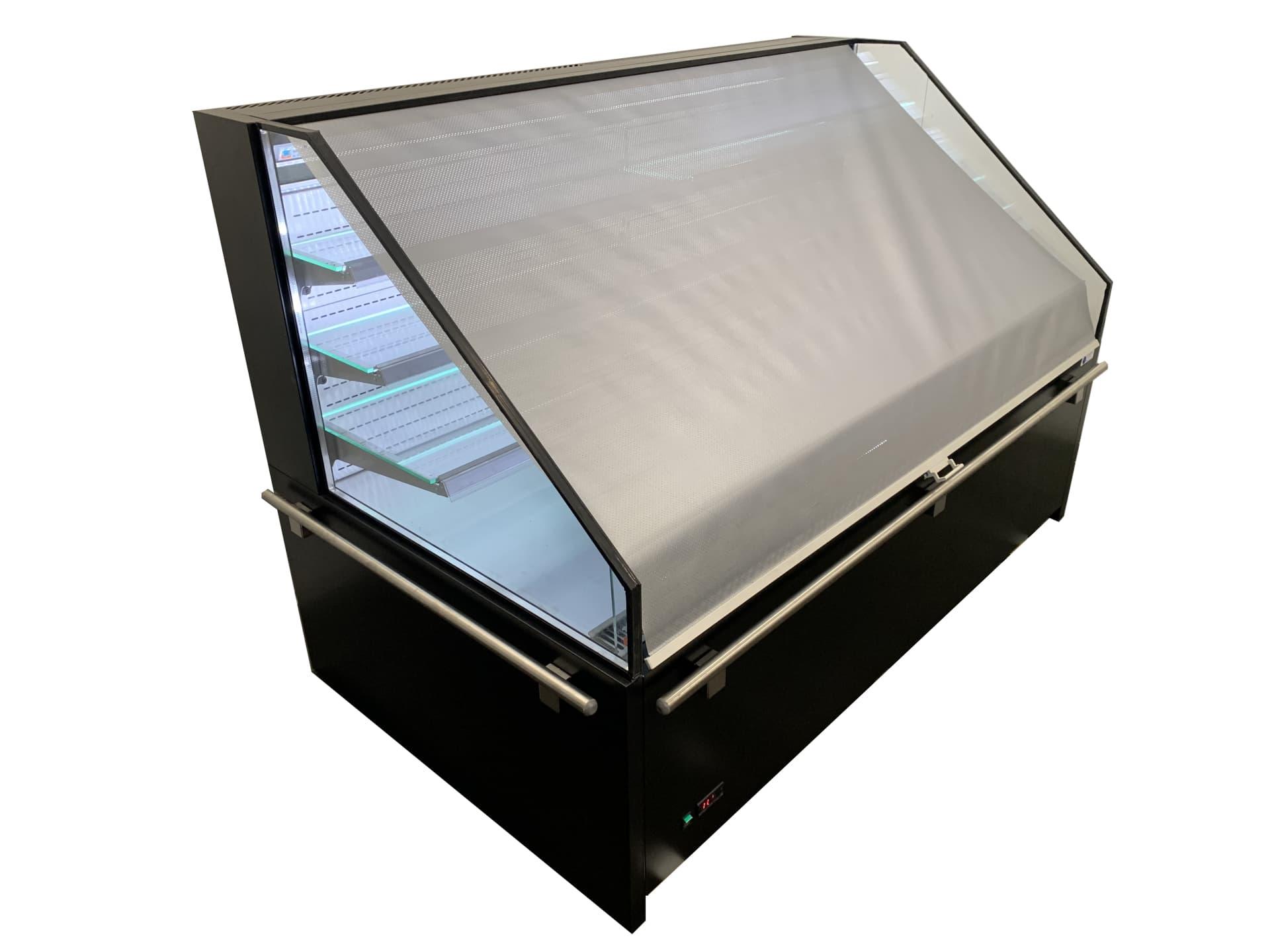 Location vitrine réfrigérée semi-verticale rideau de nuit