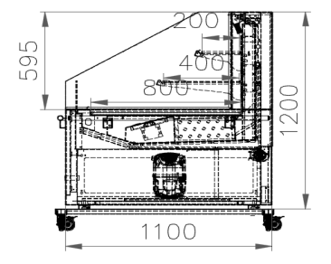 Vitrine réfrigérée semi verticale MILANO basse 1 m 30 schéma