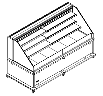 Dimensions vitrine réfrigérée semi-verticale 3 niveaux 2 m à louer